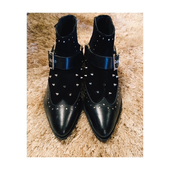 Faux Suede Spiked/Bullet Ankle Boots - Picture 1 of 5